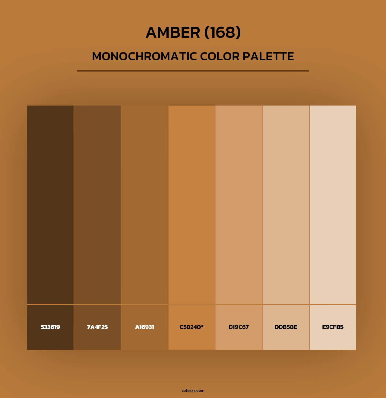 Amber (168) - Monochromatic Color Palette