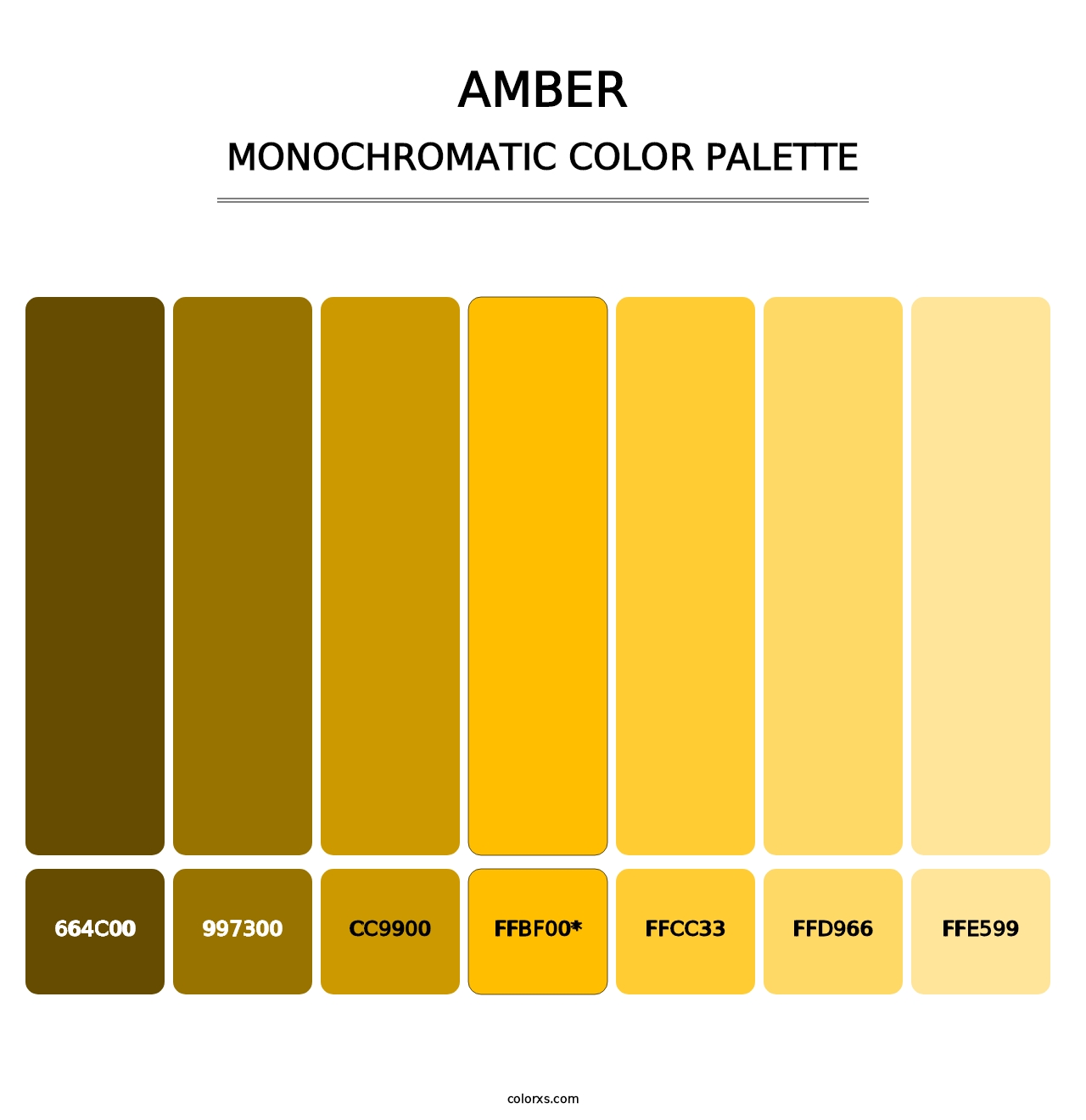Amber - Monochromatic Color Palette