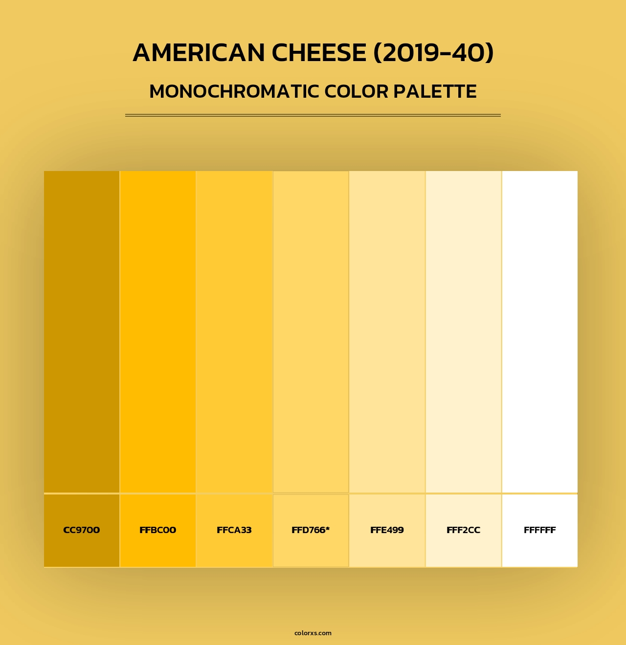 American Cheese (2019-40) - Monochromatic Color Palette