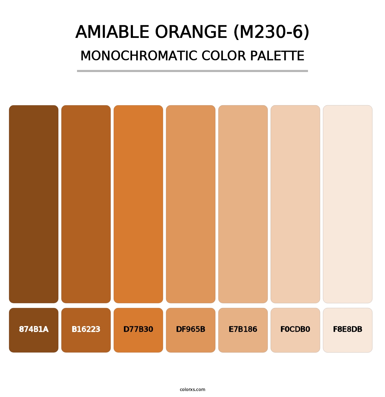 Amiable Orange (M230-6) - Monochromatic Color Palette