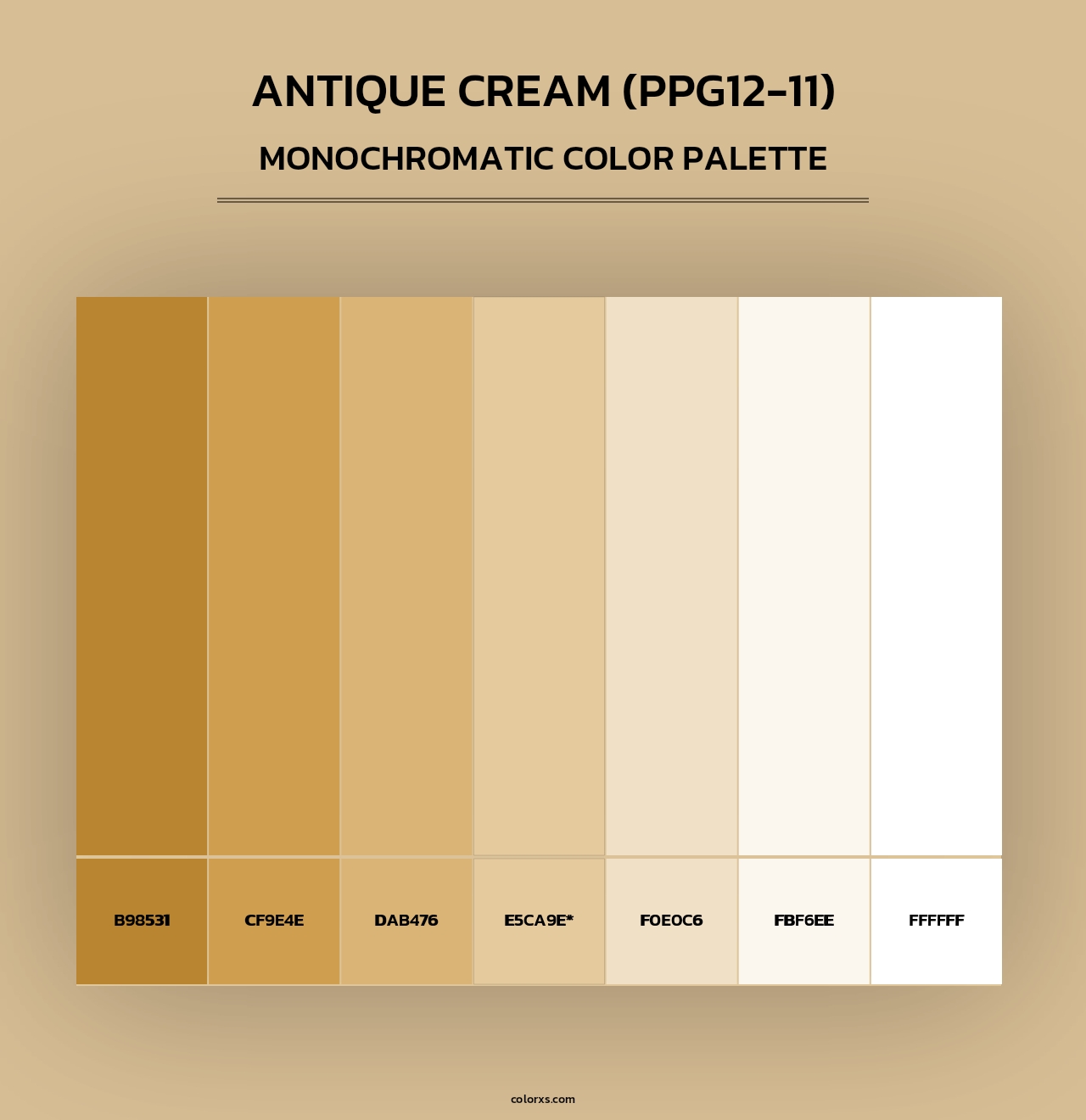 Antique Cream (PPG12-11) - Monochromatic Color Palette