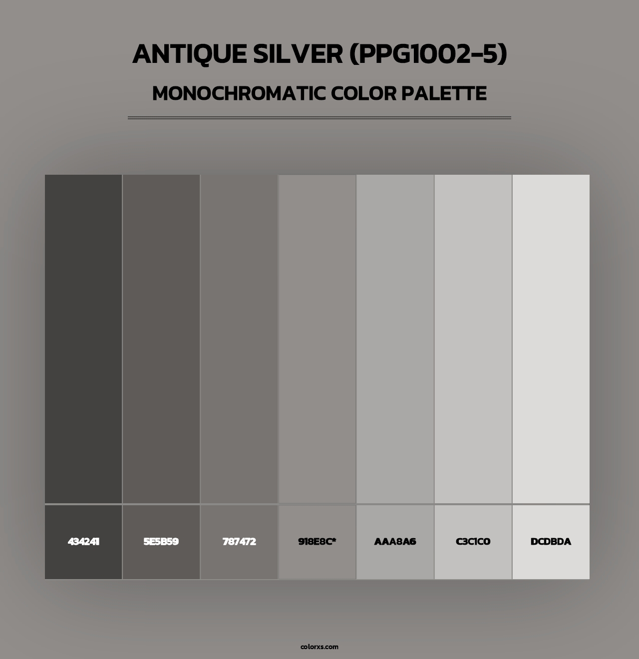 Antique Silver (PPG1002-5) - Monochromatic Color Palette
