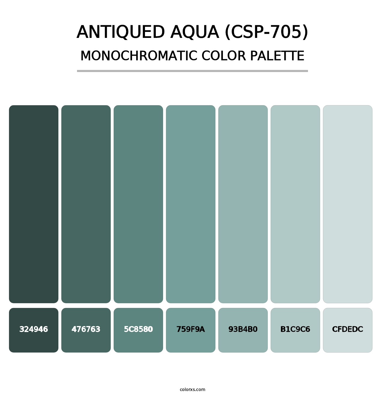 Antiqued Aqua (CSP-705) - Monochromatic Color Palette