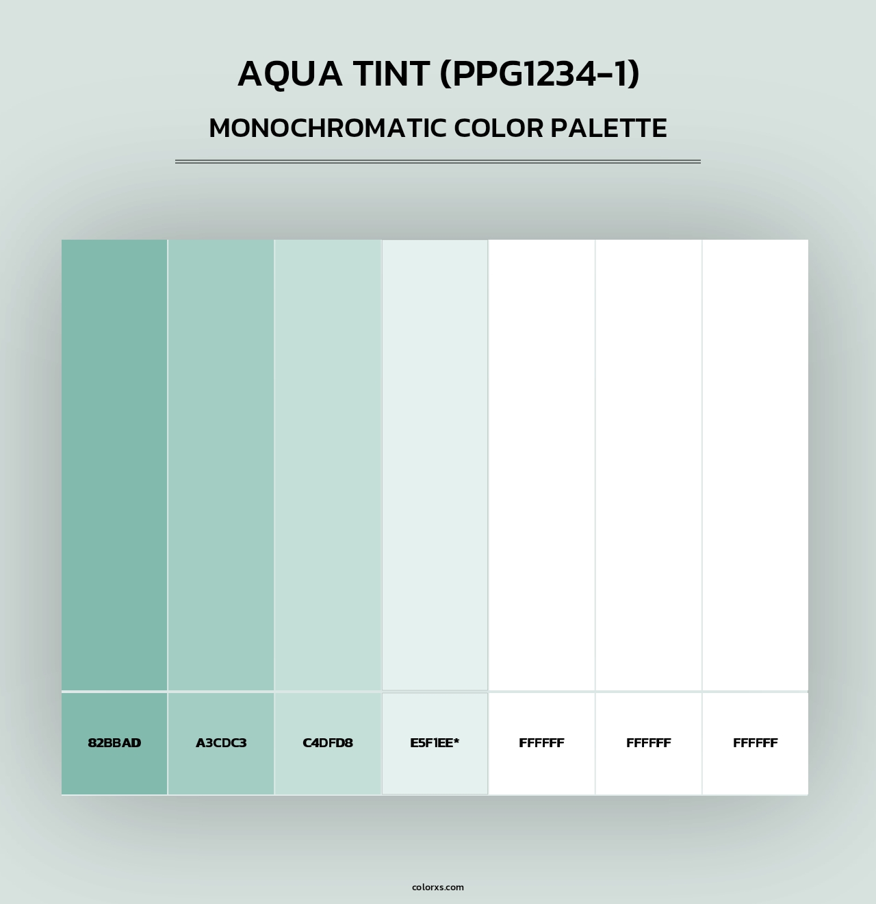 Aqua Tint (PPG1234-1) - Monochromatic Color Palette