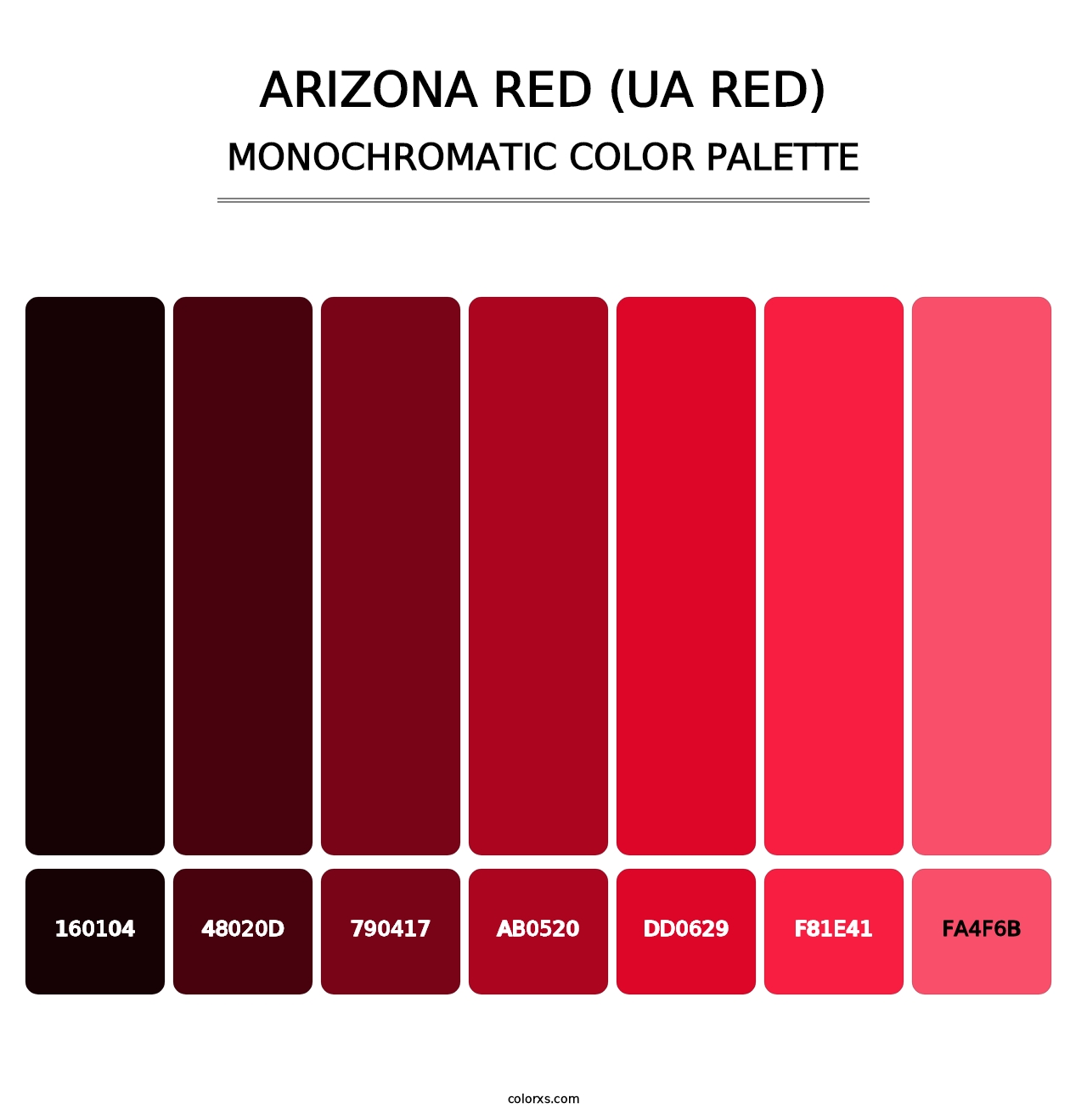 Arizona Red (UA Red) - Monochromatic Color Palette