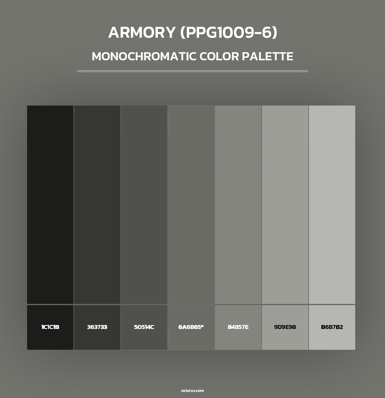 Armory (PPG1009-6) - Monochromatic Color Palette