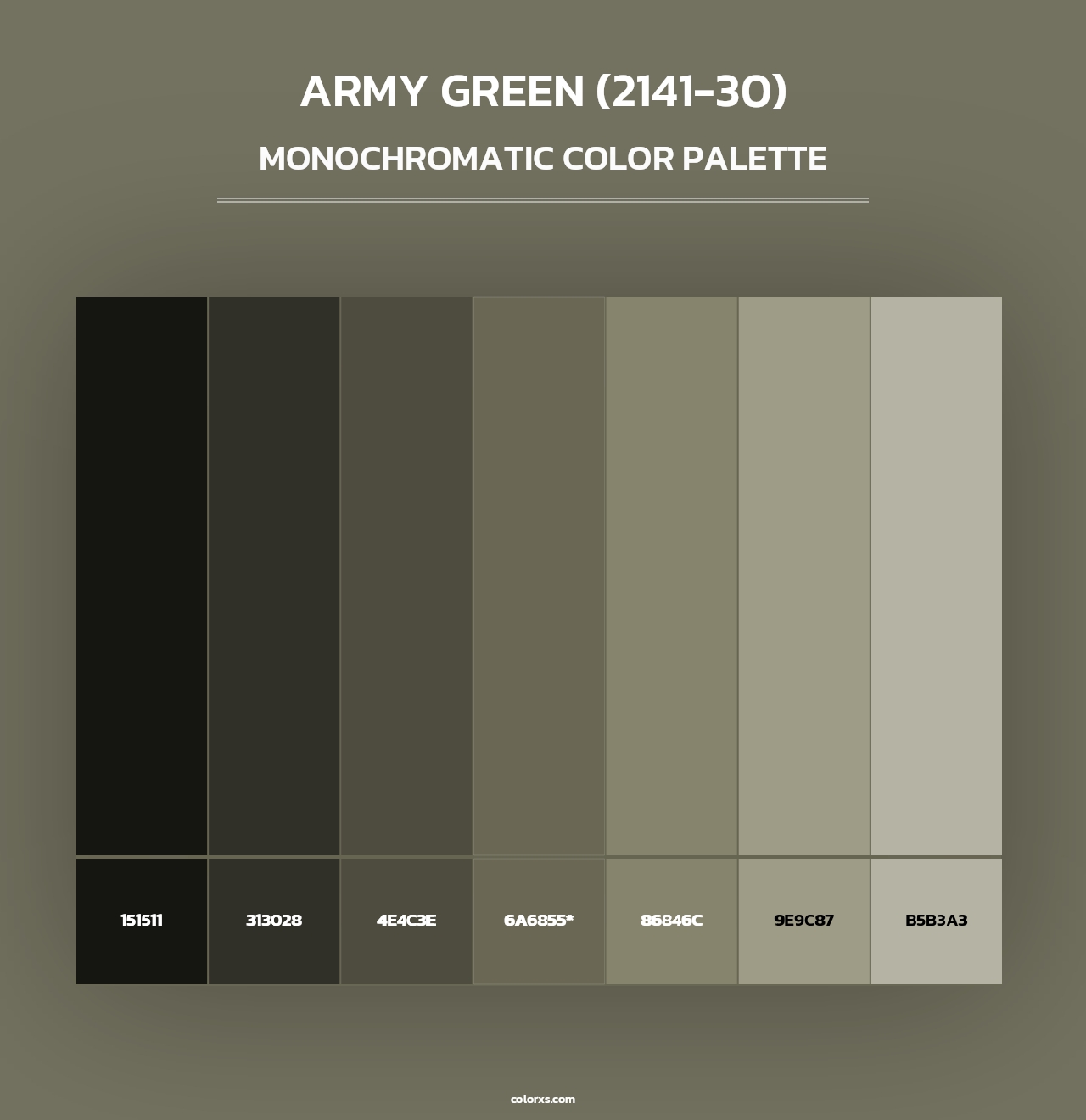 Army Green (2141-30) - Monochromatic Color Palette