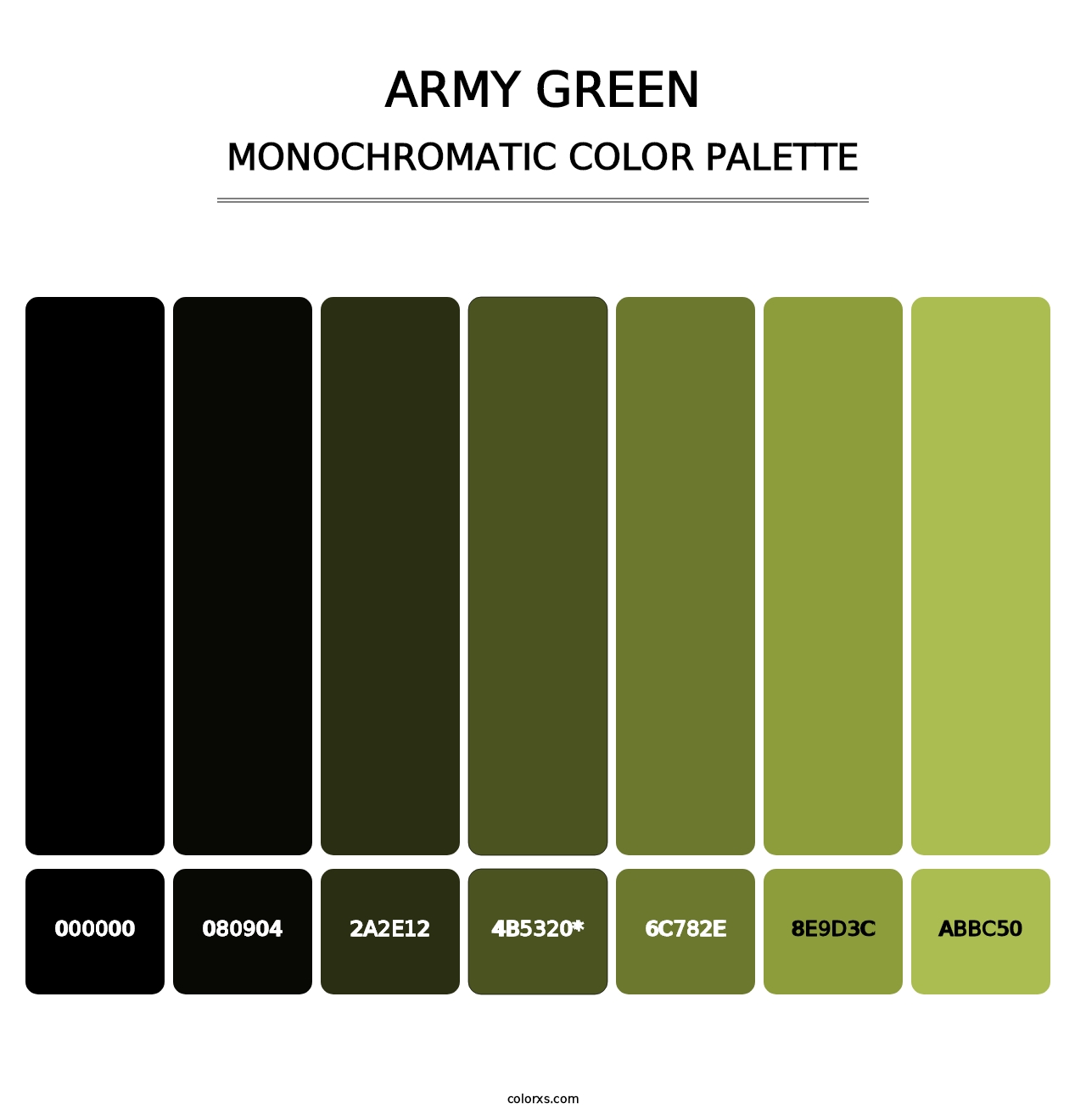 Army Green - Monochromatic Color Palette