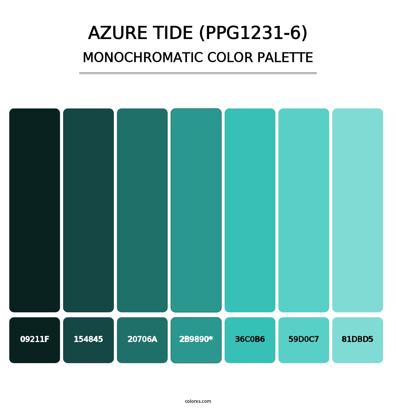 Azure Tide (PPG1231-6) - Monochromatic Color Palette