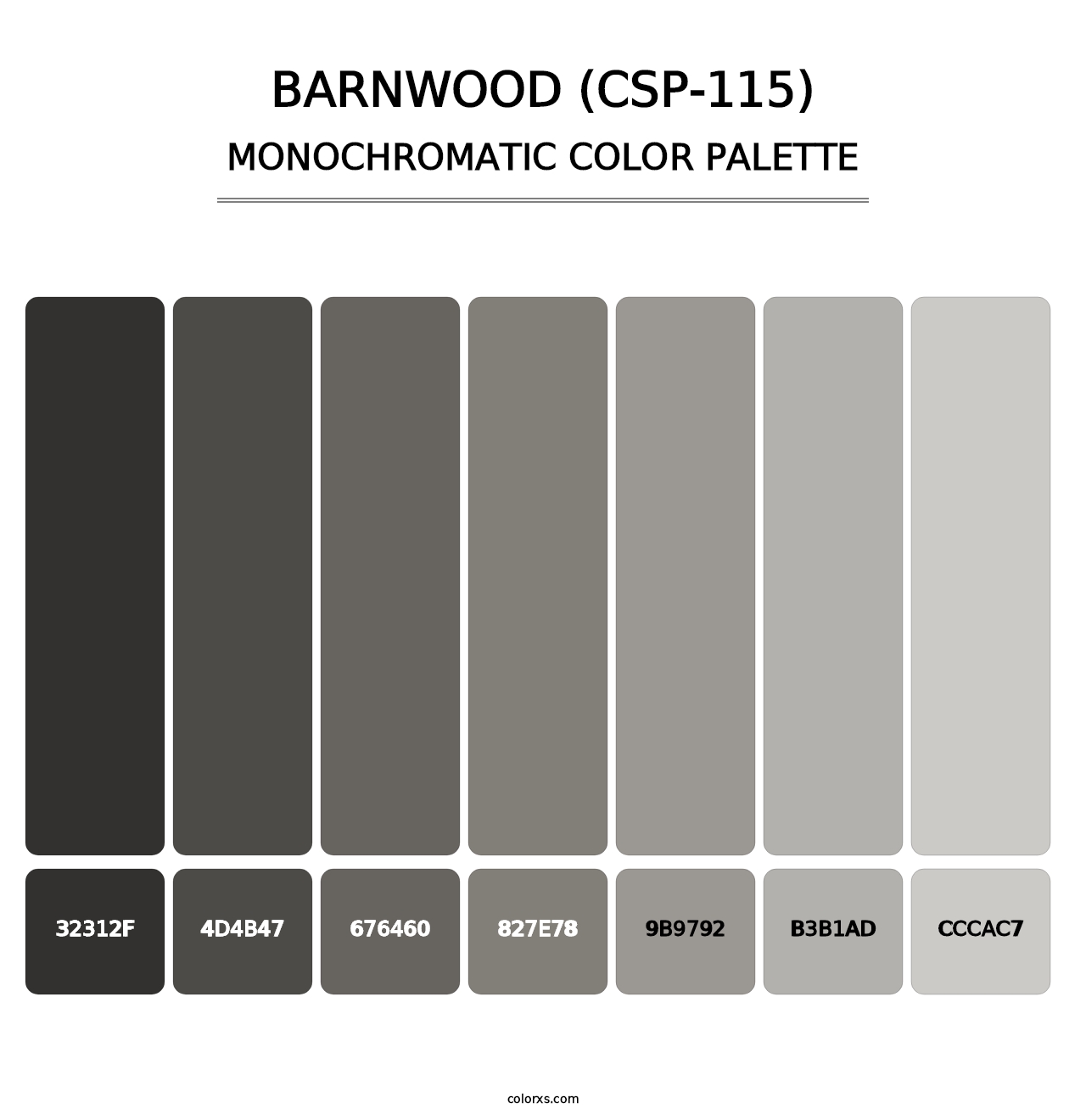 Barnwood (CSP-115) - Monochromatic Color Palette