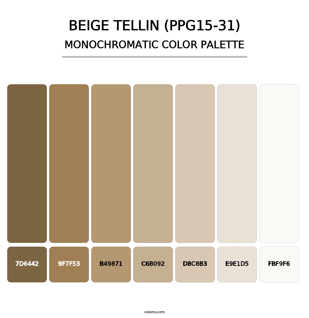 Beige Tellin (PPG15-31) - Monochromatic Color Palette