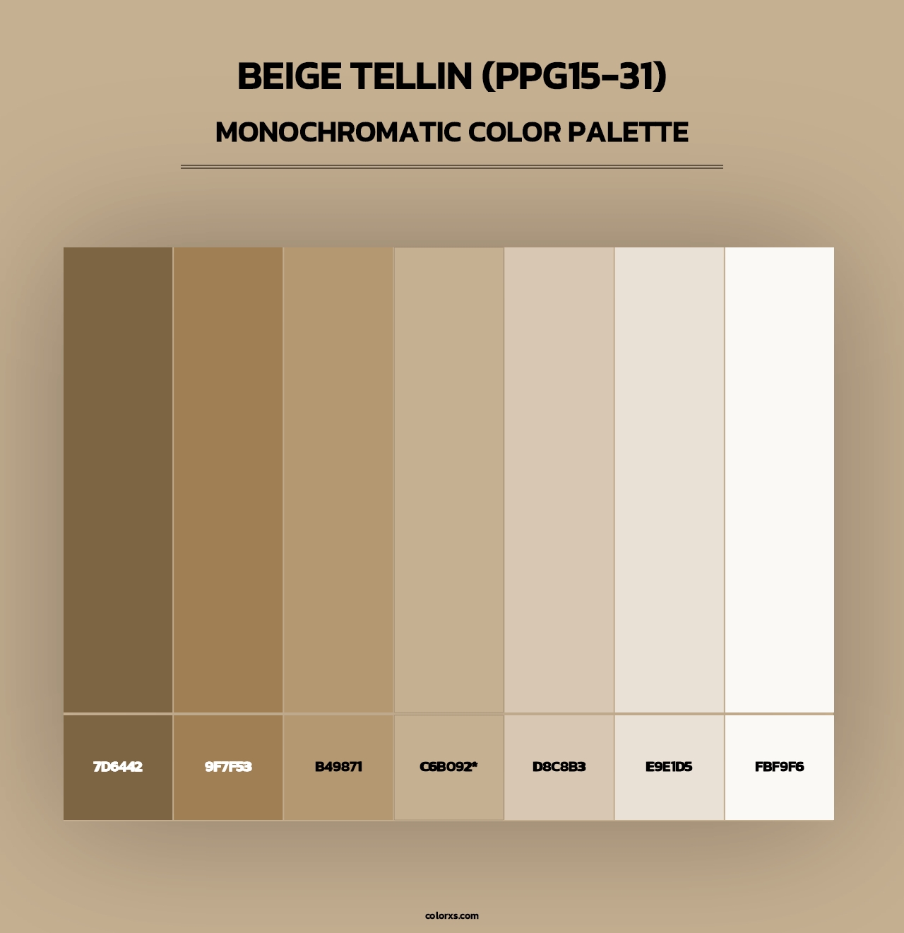 Beige Tellin (PPG15-31) - Monochromatic Color Palette