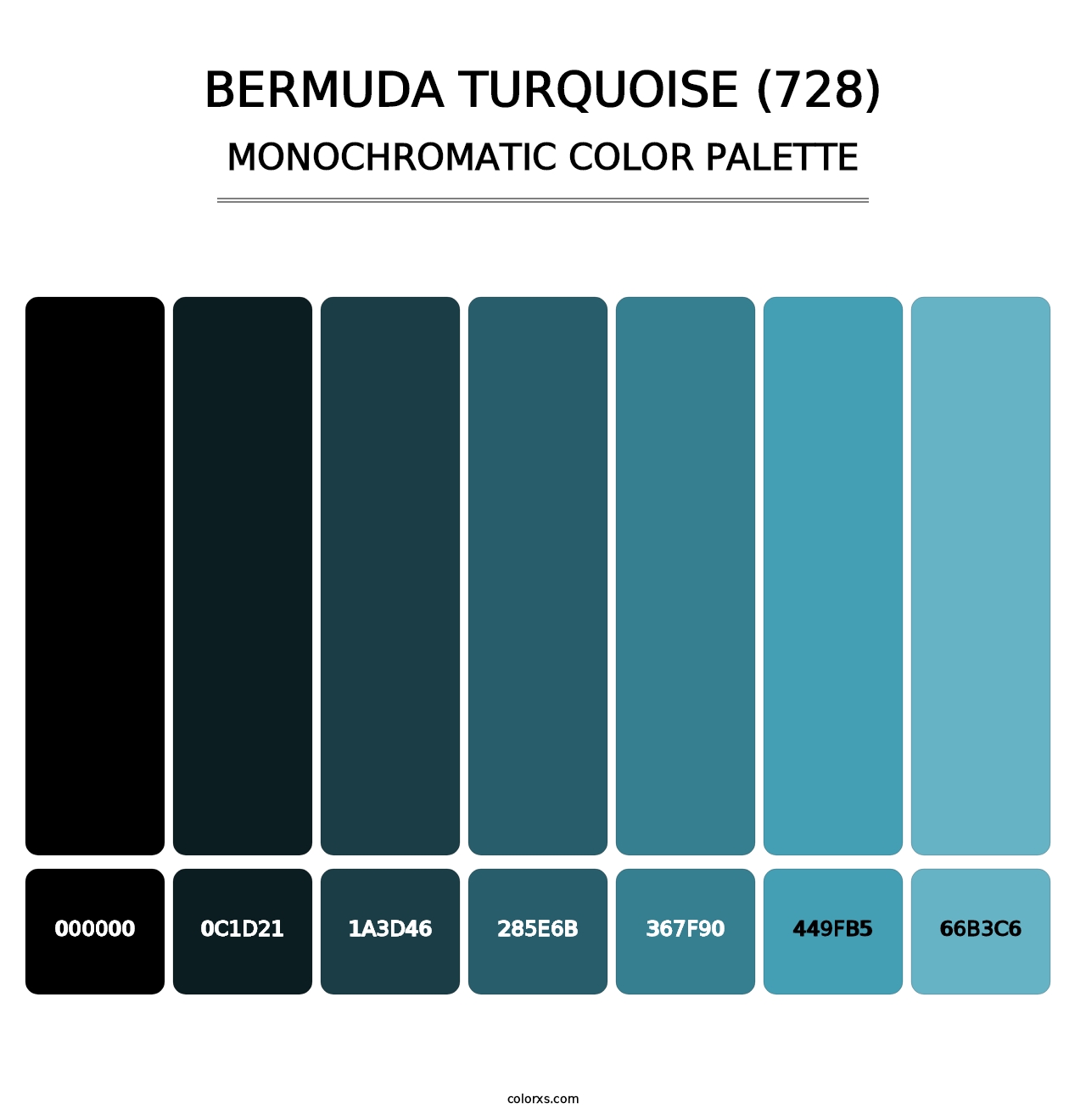 Bermuda Turquoise (728) - Monochromatic Color Palette