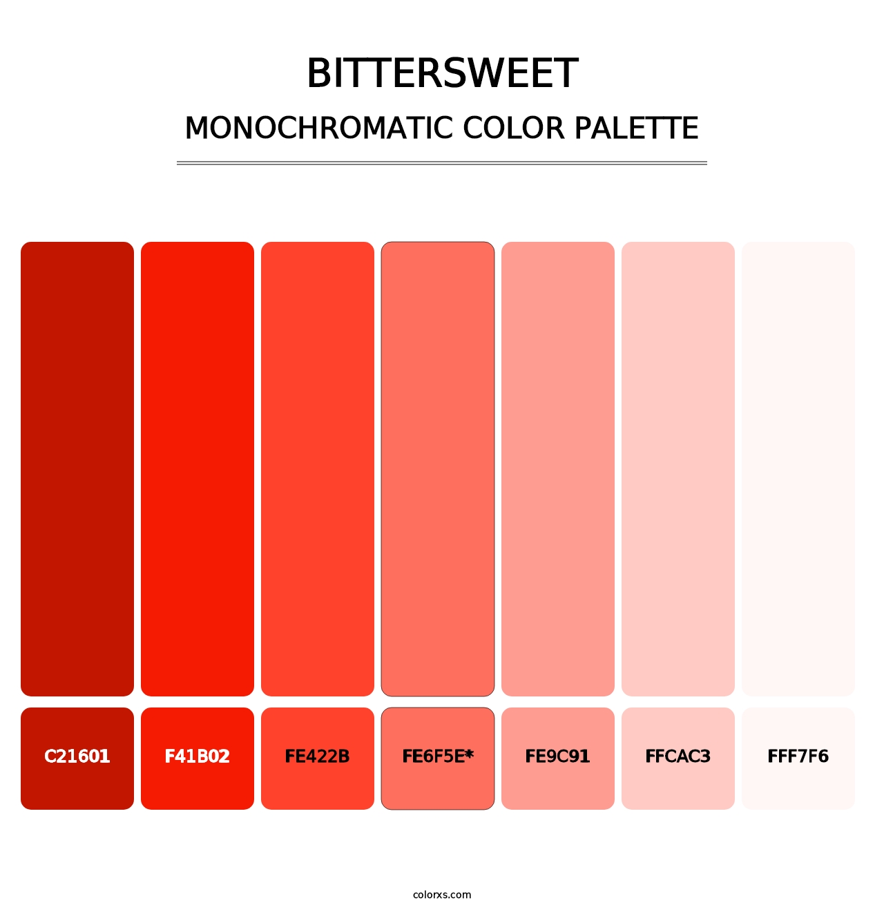 Bittersweet - Monochromatic Color Palette