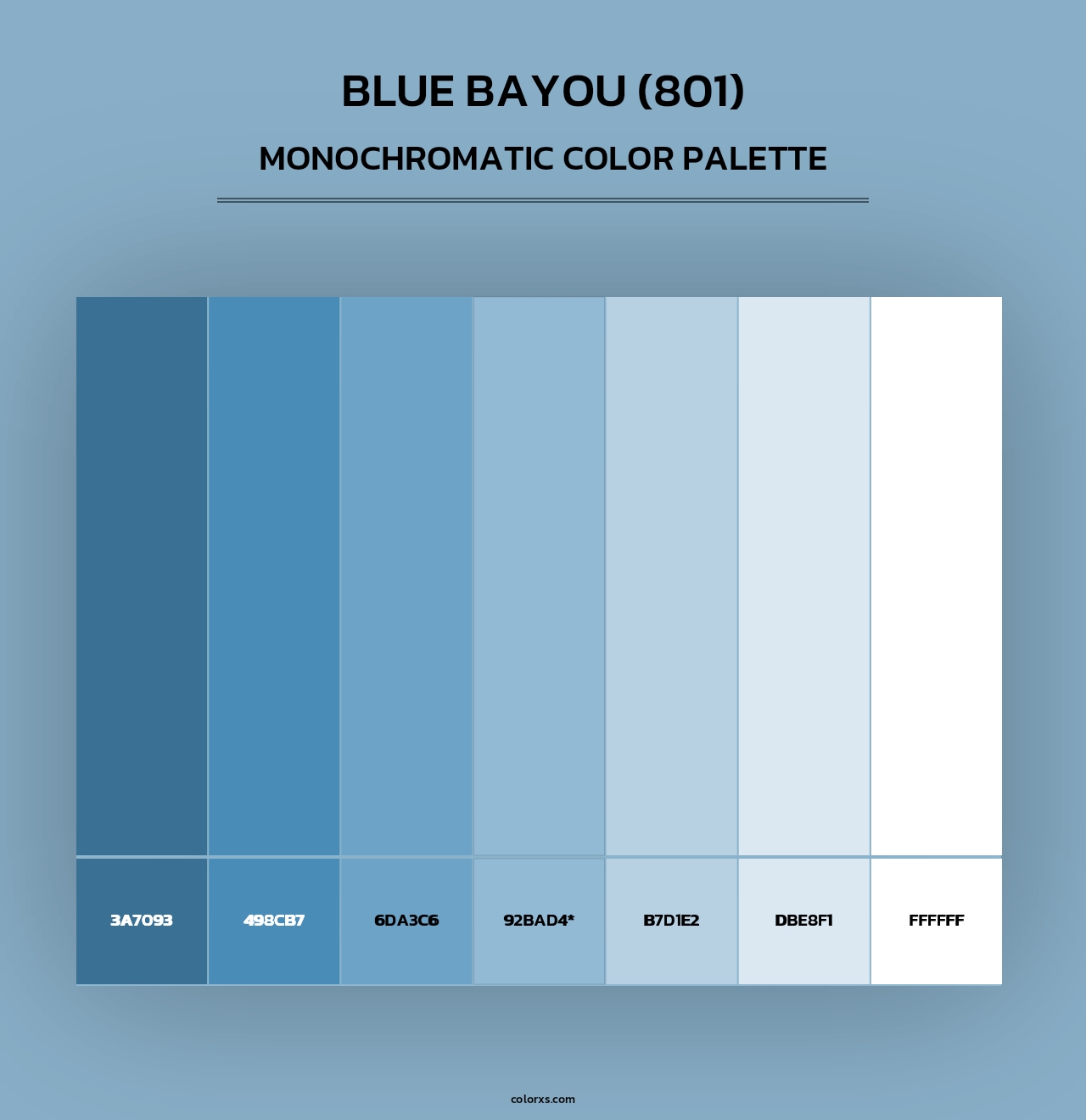 Blue Bayou (801) - Monochromatic Color Palette