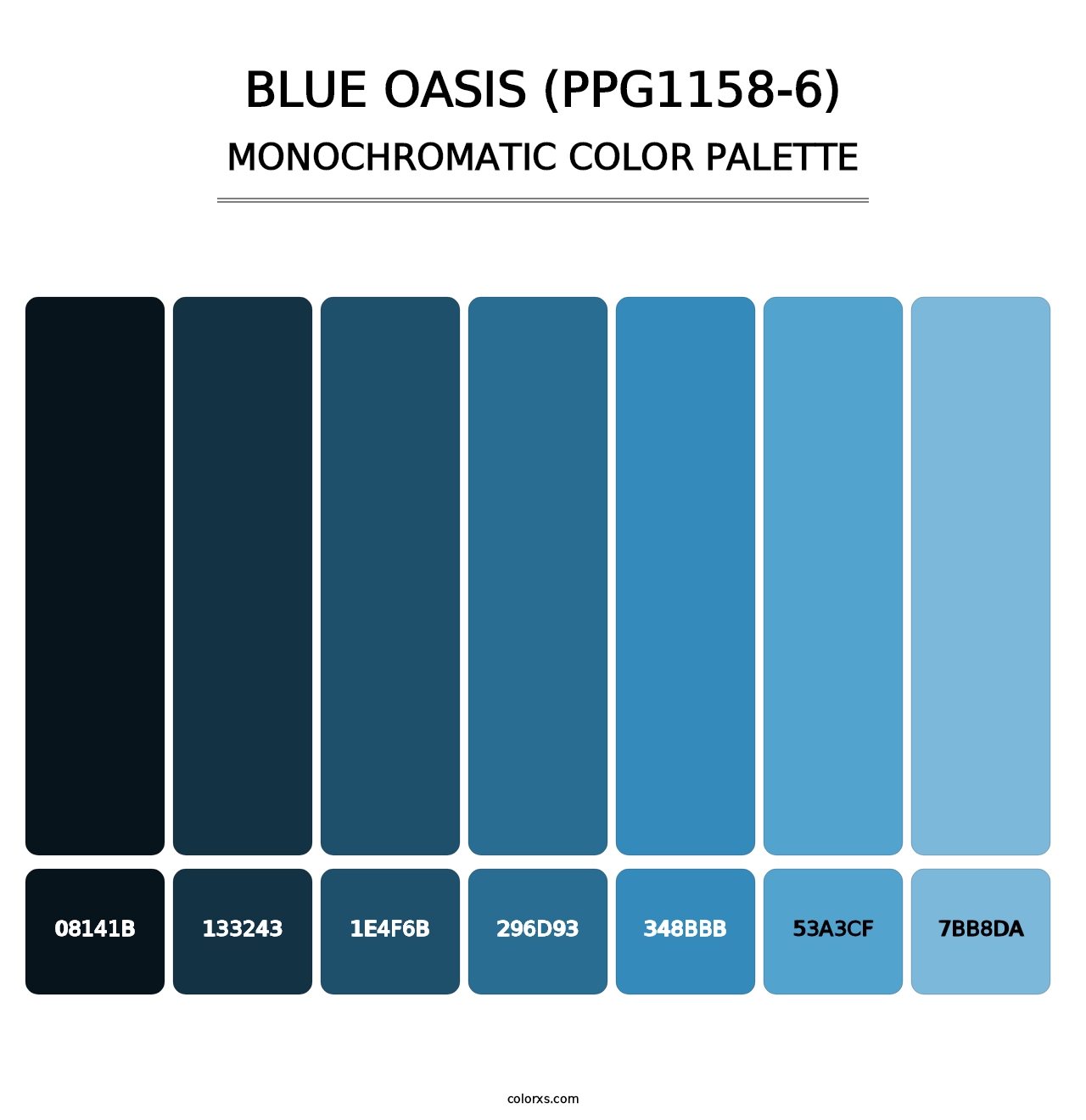 Blue Oasis (PPG1158-6) - Monochromatic Color Palette