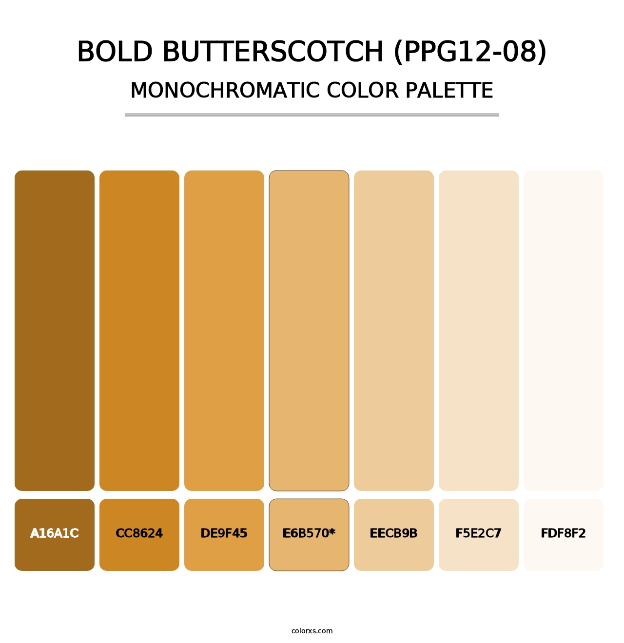 Bold Butterscotch (PPG12-08) - Monochromatic Color Palette