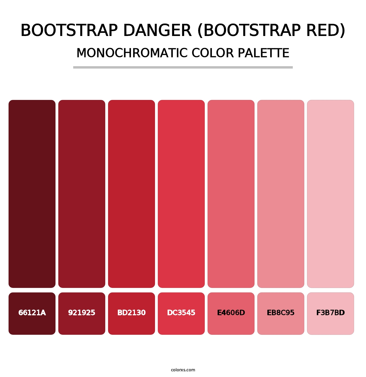 Bootstrap Danger (Bootstrap Red) - Monochromatic Color Palette