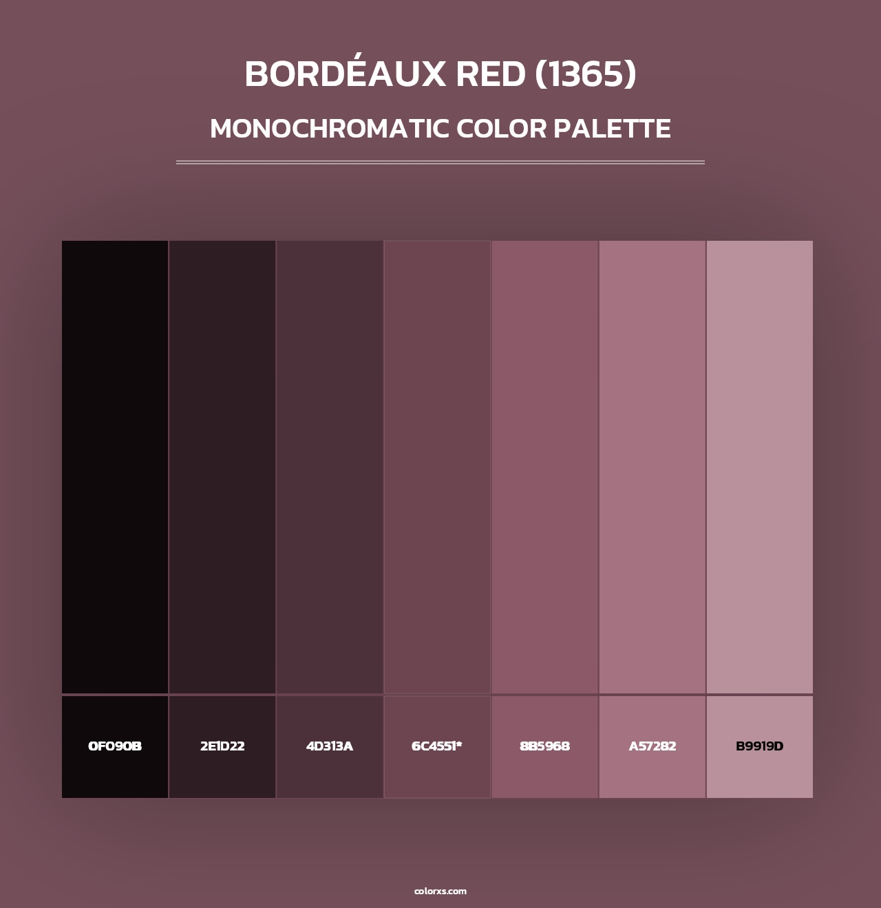 Bordéaux Red (1365) - Monochromatic Color Palette