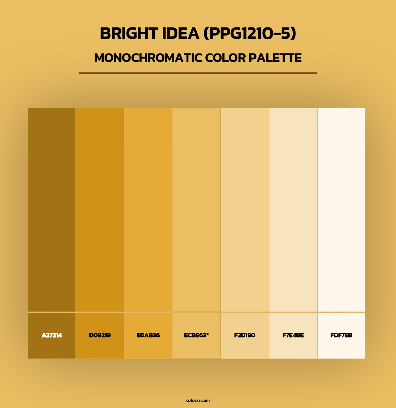 Bright Idea (PPG1210-5) - Monochromatic Color Palette