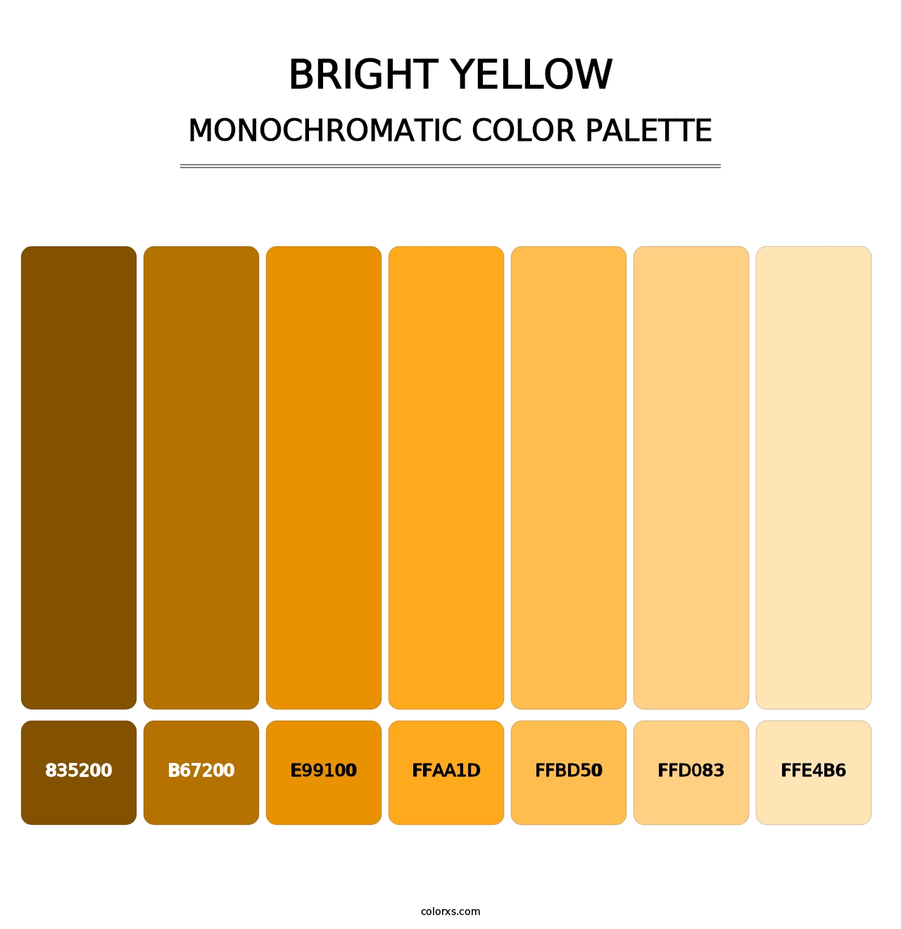 Bright Yellow - Monochromatic Color Palette