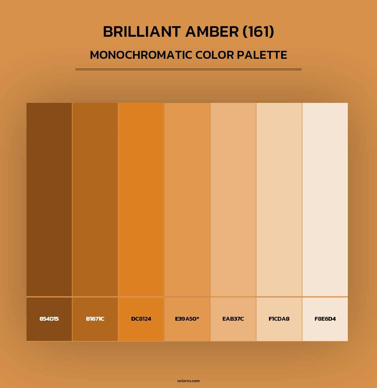 Brilliant Amber (161) - Monochromatic Color Palette