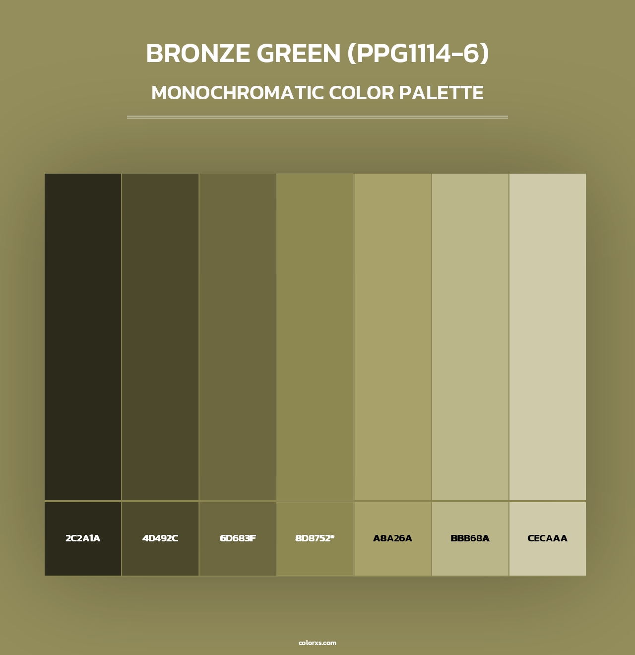 Bronze Green (PPG1114-6) - Monochromatic Color Palette