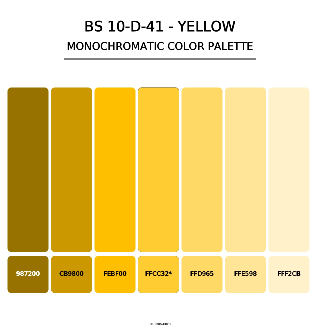 BS 10-D-41 - Yellow - Monochromatic Color Palette