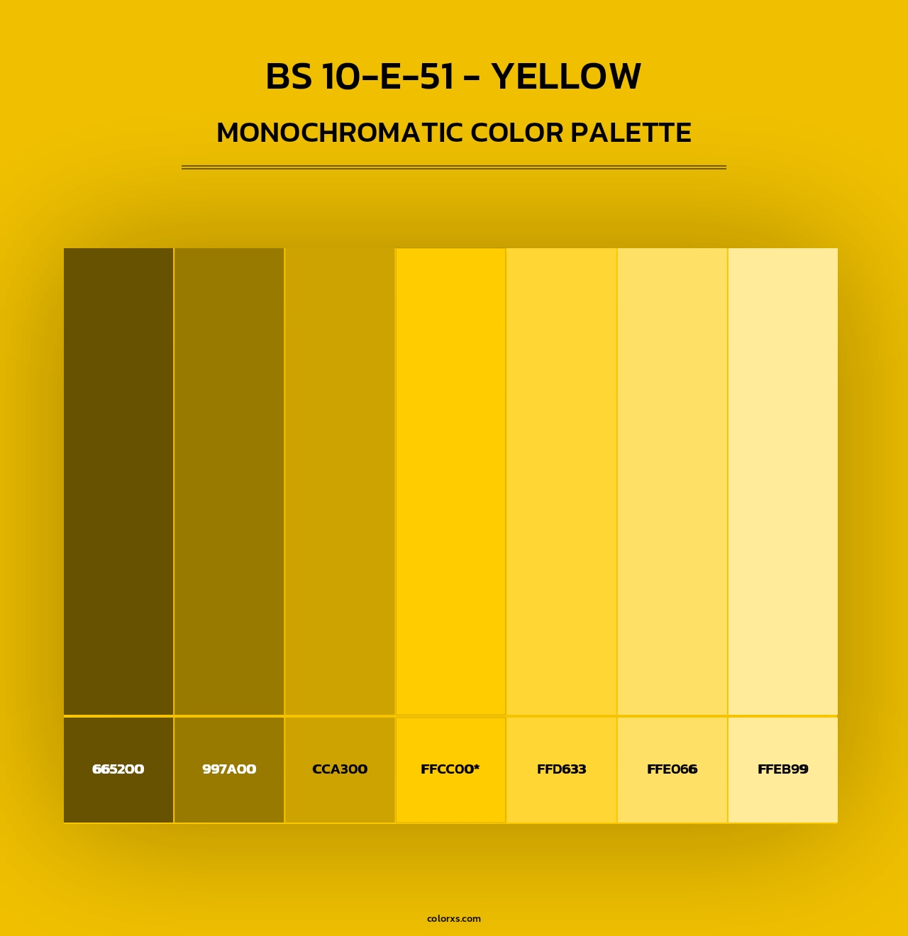 BS 10-E-51 - Yellow - Monochromatic Color Palette