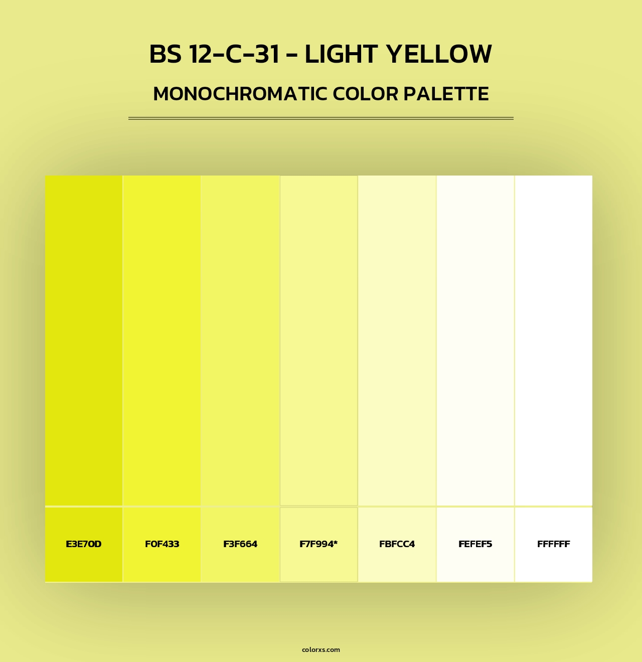BS 12-C-31 - Light Yellow - Monochromatic Color Palette