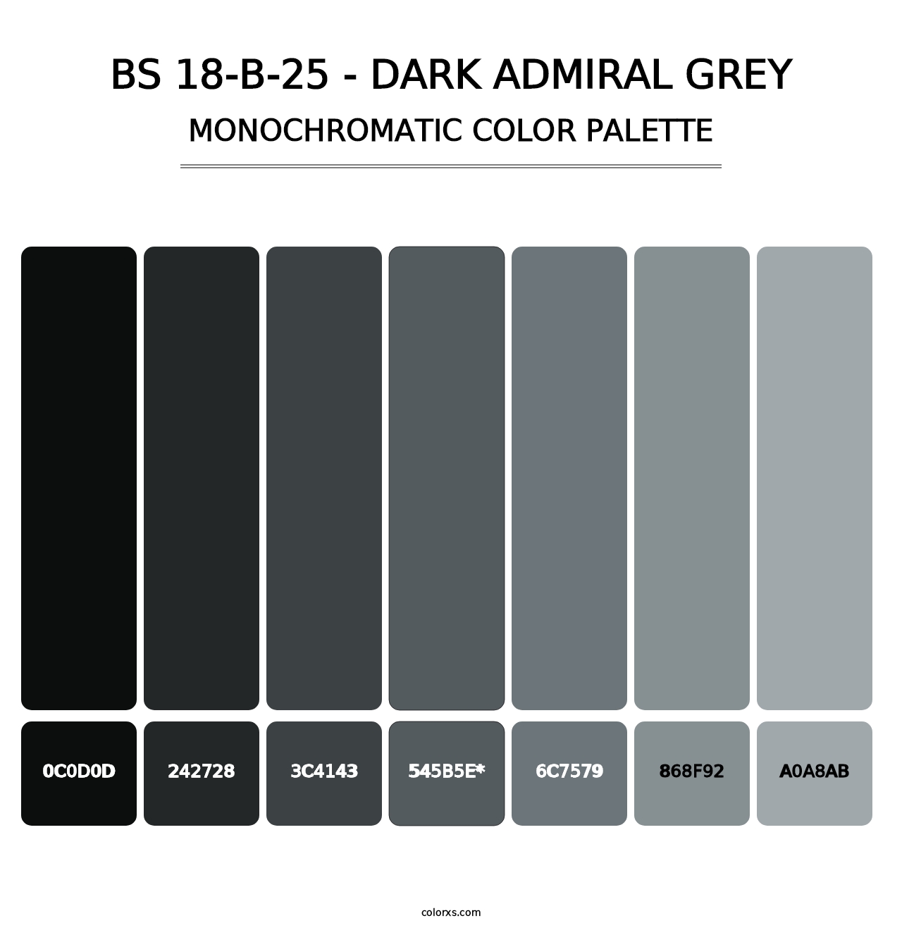 BS 18-B-25 - Dark Admiral Grey - Monochromatic Color Palette