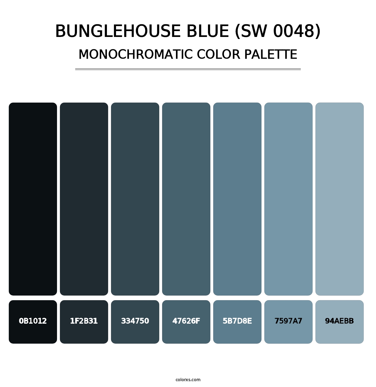 Bunglehouse Blue (SW 0048) - Monochromatic Color Palette