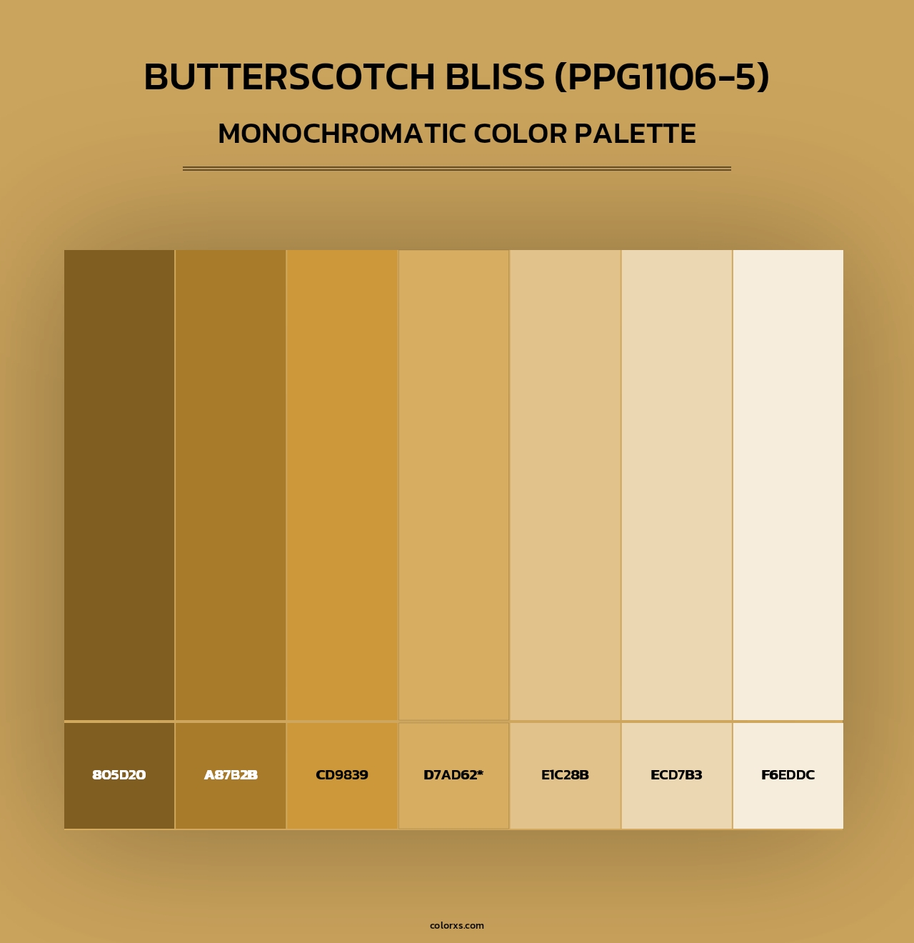 Butterscotch Bliss (PPG1106-5) - Monochromatic Color Palette