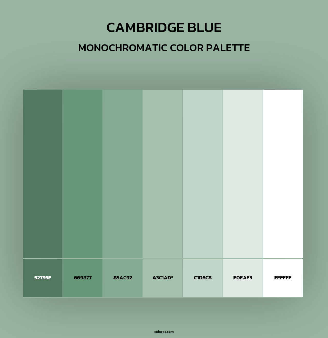Cambridge Blue - Monochromatic Color Palette