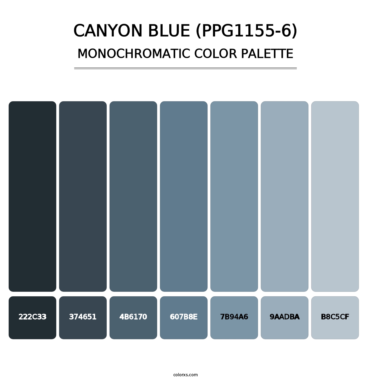 Canyon Blue (PPG1155-6) - Monochromatic Color Palette