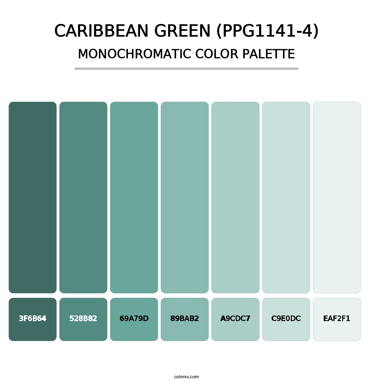 Caribbean Green (PPG1141-4) - Monochromatic Color Palette