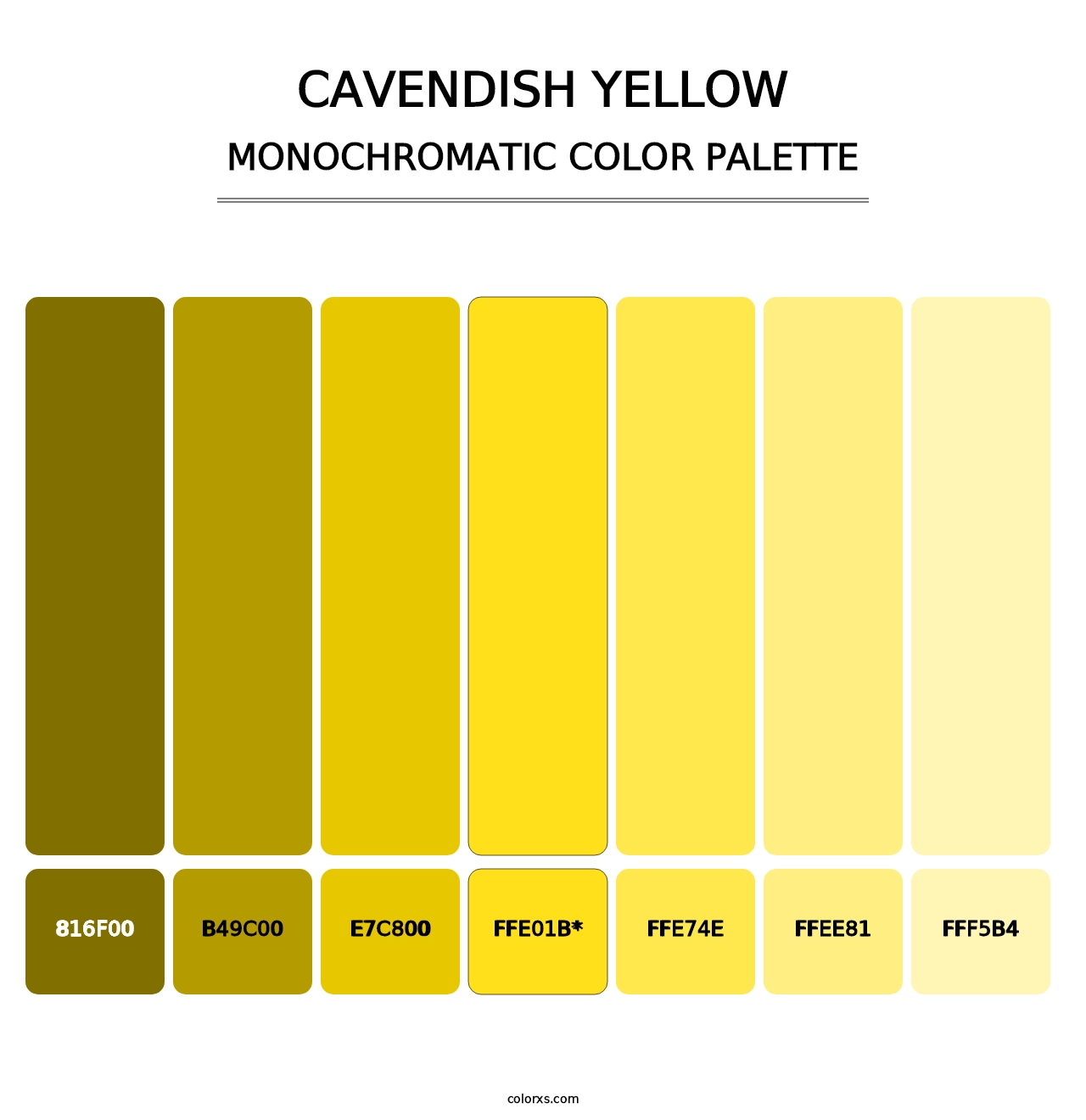 Cavendish Yellow - Monochromatic Color Palette