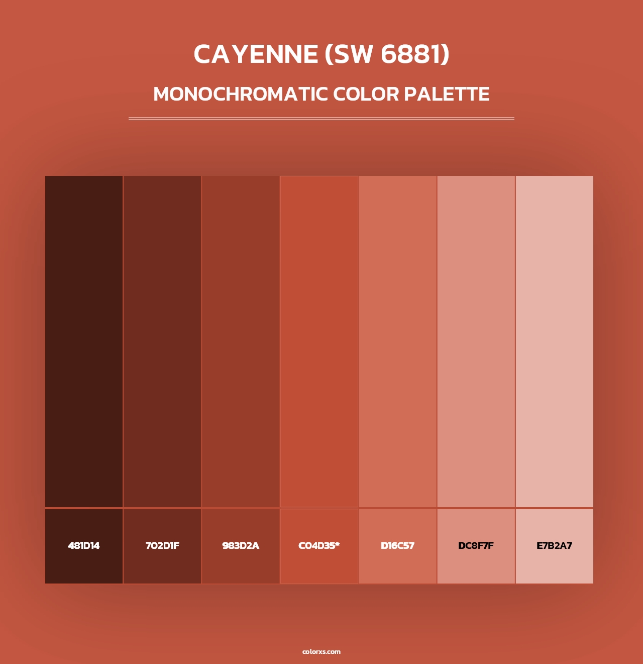 Cayenne (SW 6881) - Monochromatic Color Palette