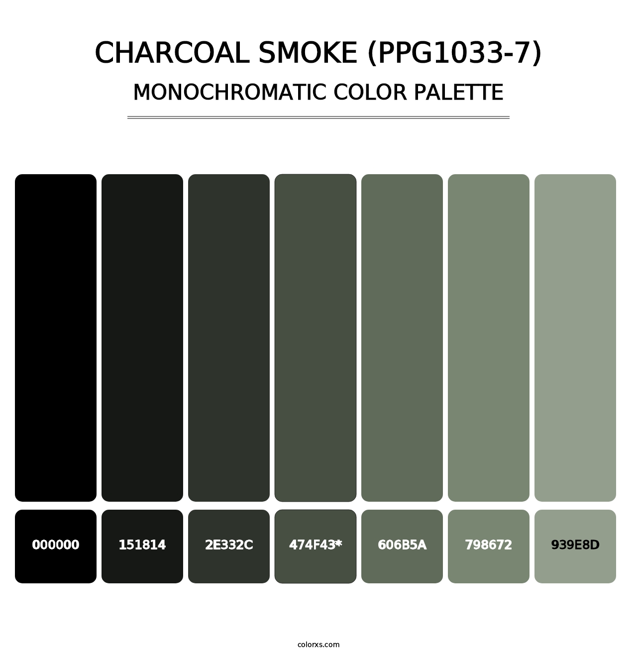 Charcoal Smoke (PPG1033-7) - Monochromatic Color Palette