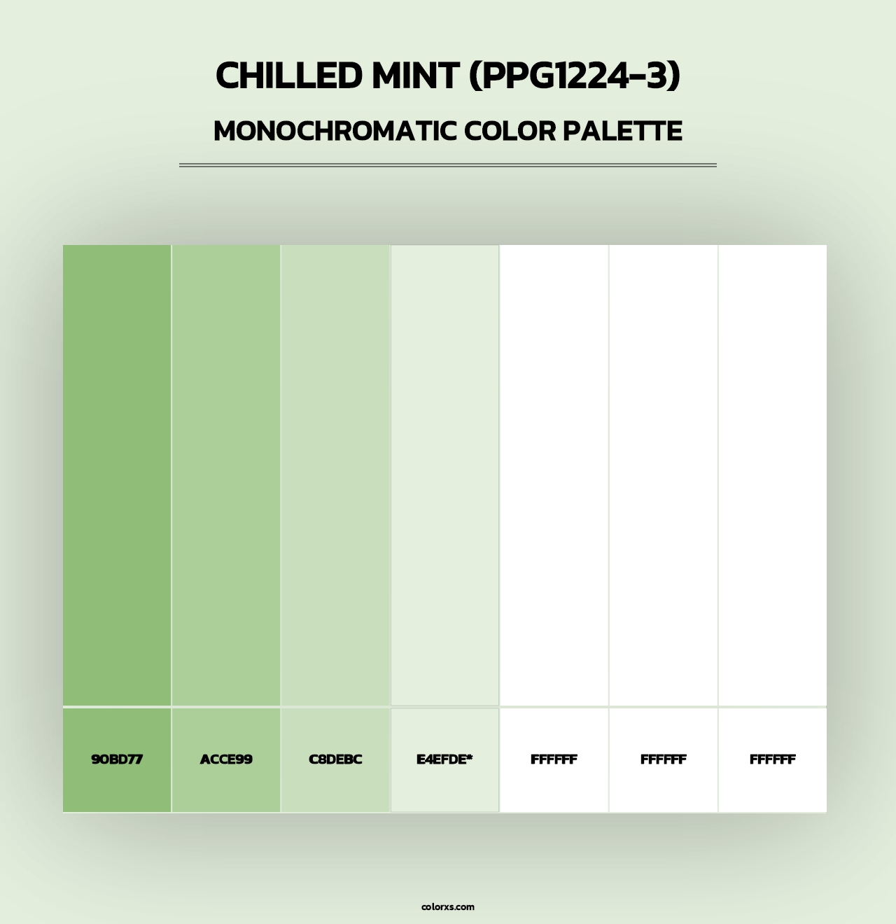 Chilled Mint (PPG1224-3) - Monochromatic Color Palette