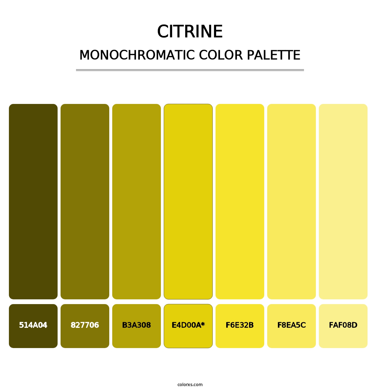 Citrine - Monochromatic Color Palette