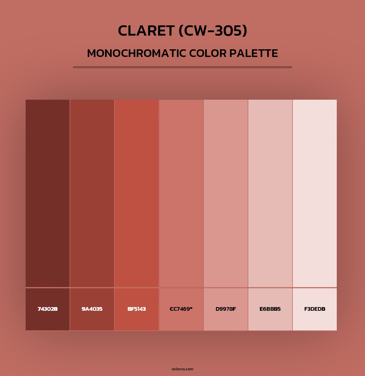 Claret (CW-305) - Monochromatic Color Palette