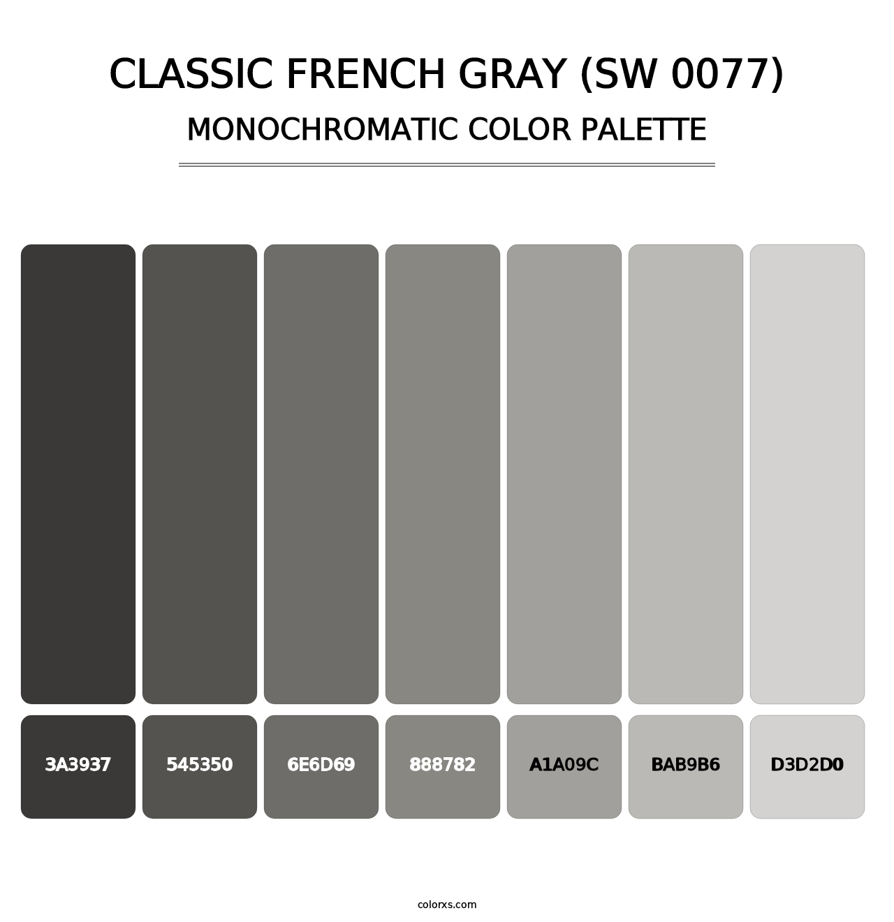 Classic French Gray (SW 0077) - Monochromatic Color Palette