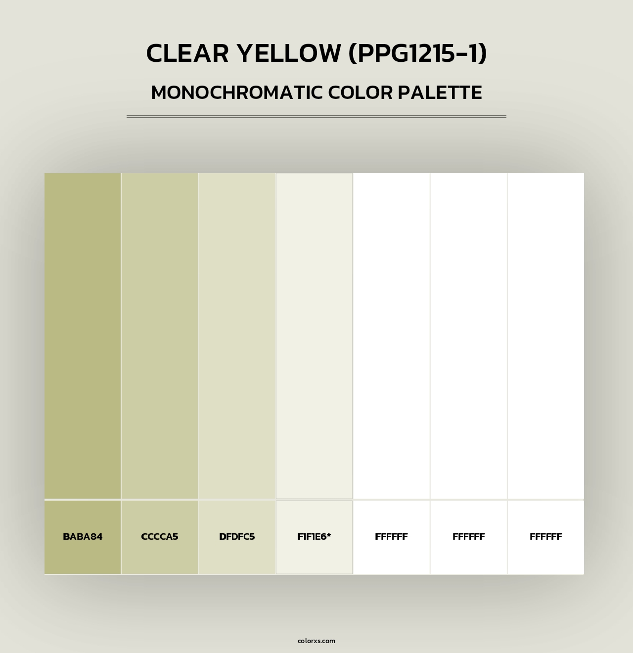 Clear Yellow (PPG1215-1) - Monochromatic Color Palette