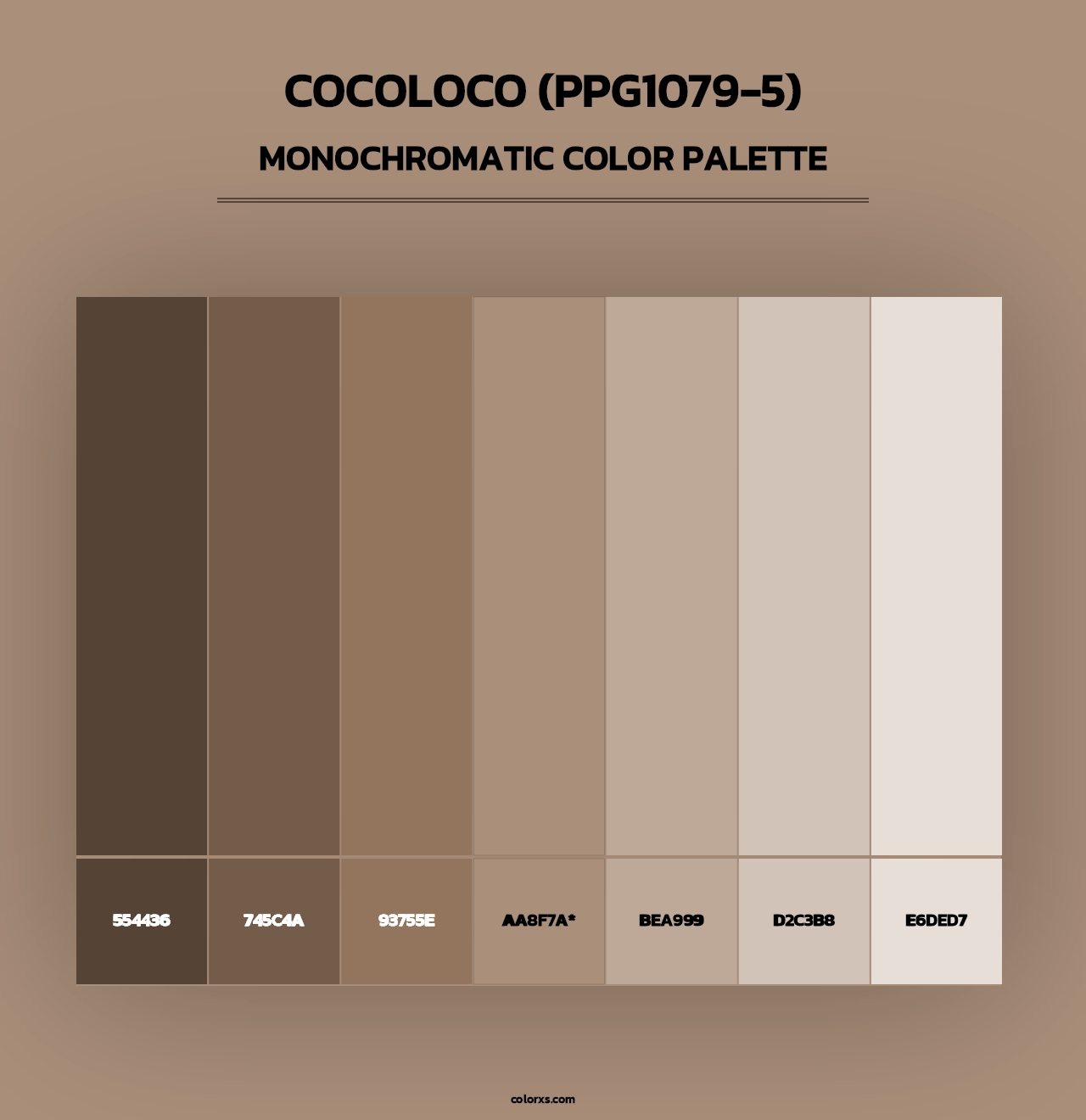Cocoloco (PPG1079-5) - Monochromatic Color Palette