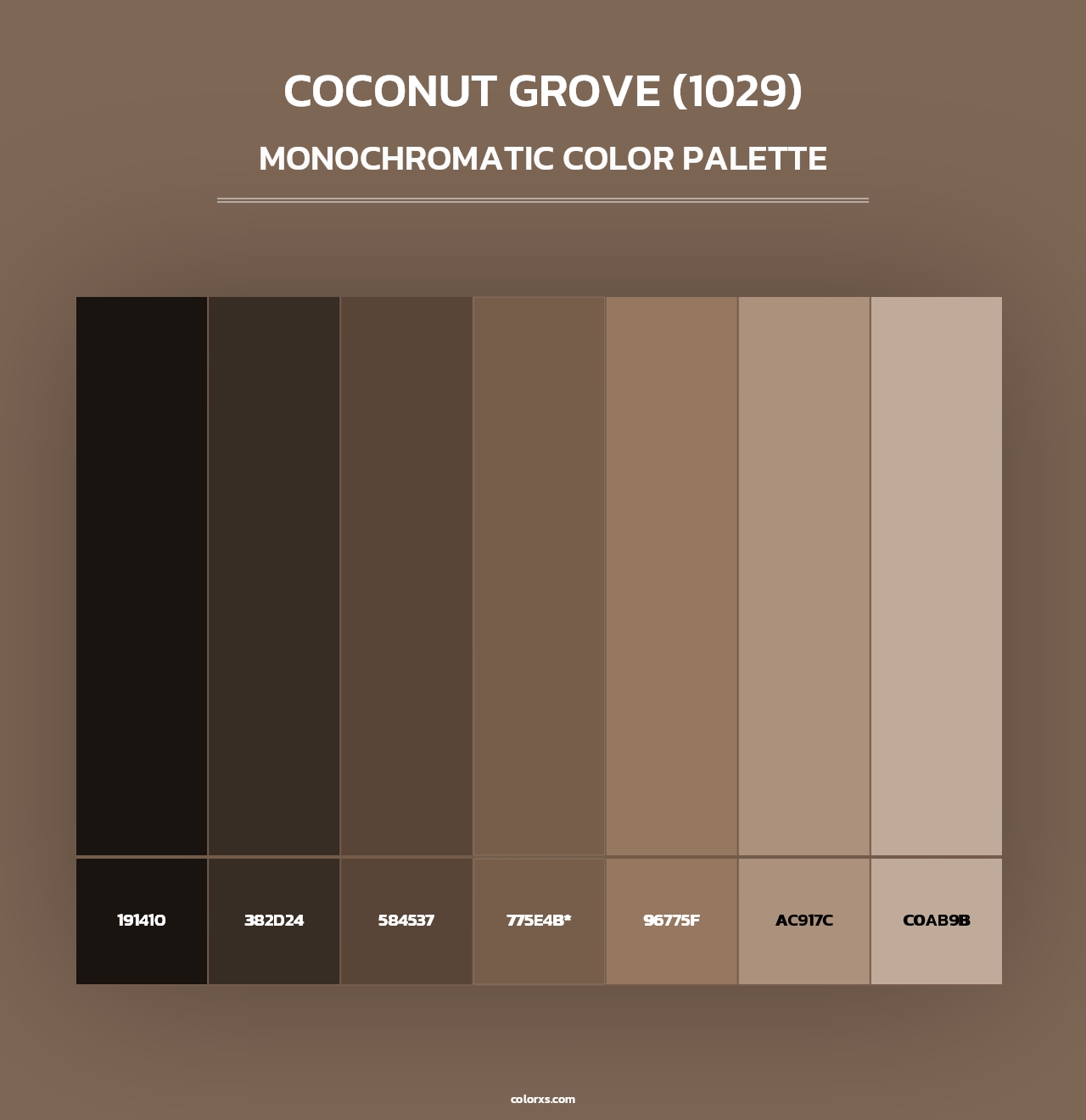Coconut Grove (1029) - Monochromatic Color Palette