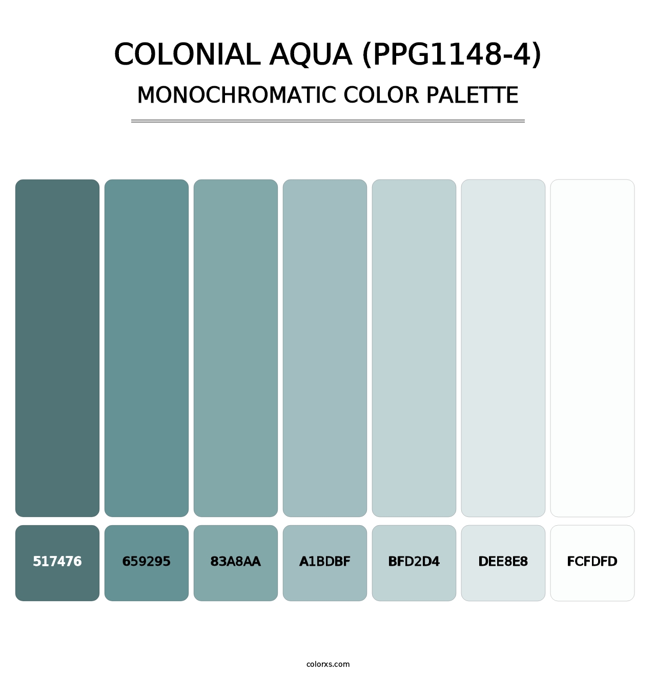 Colonial Aqua (PPG1148-4) - Monochromatic Color Palette