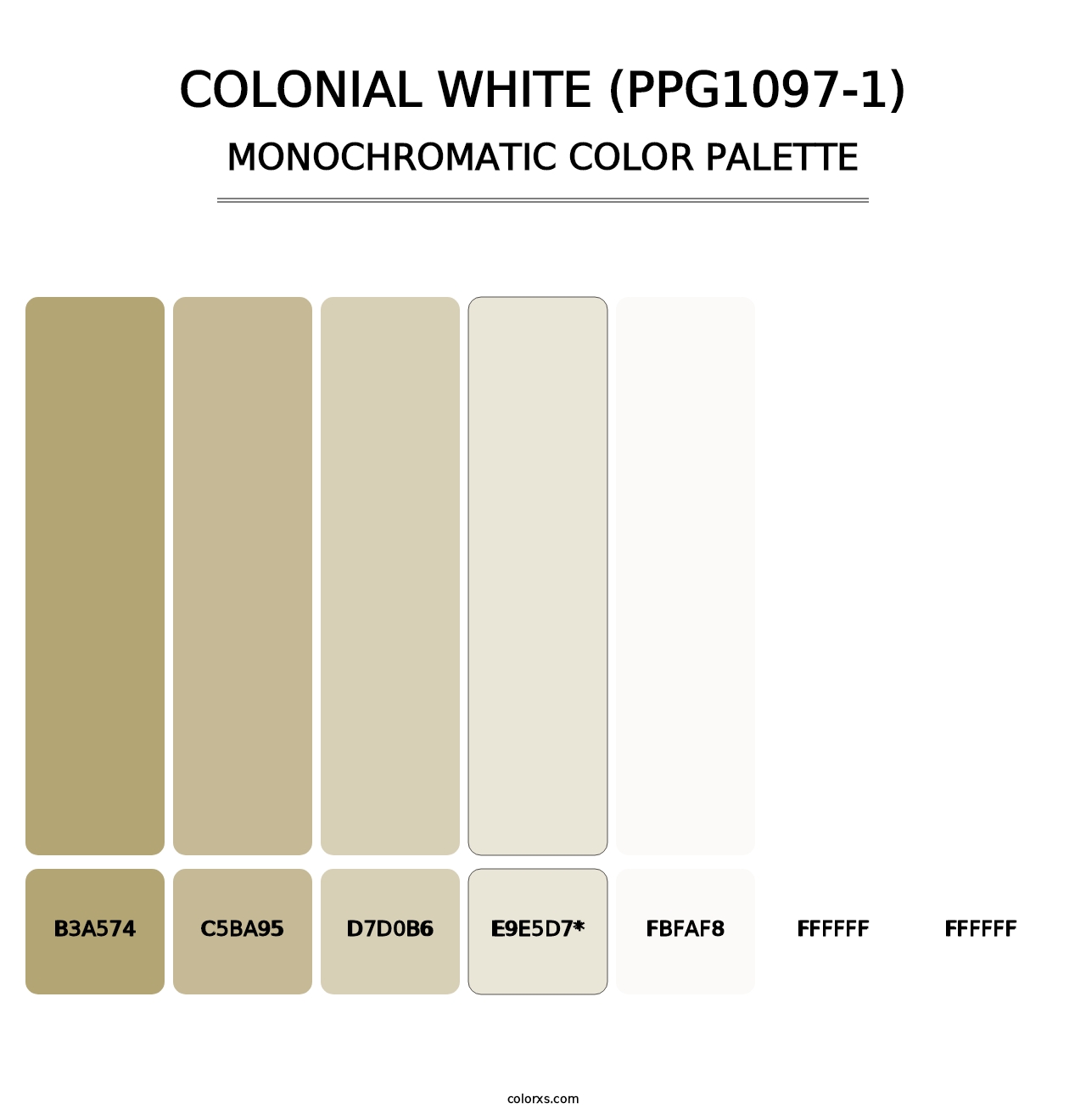 Colonial White (PPG1097-1) - Monochromatic Color Palette