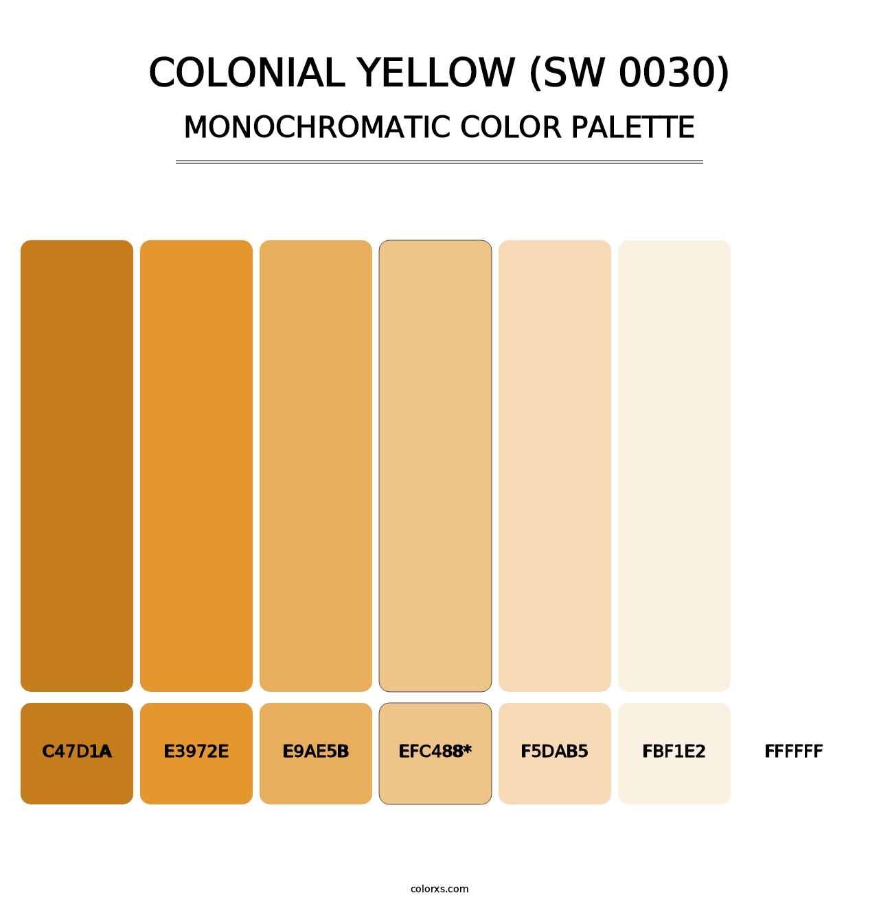 Colonial Yellow (SW 0030) - Monochromatic Color Palette