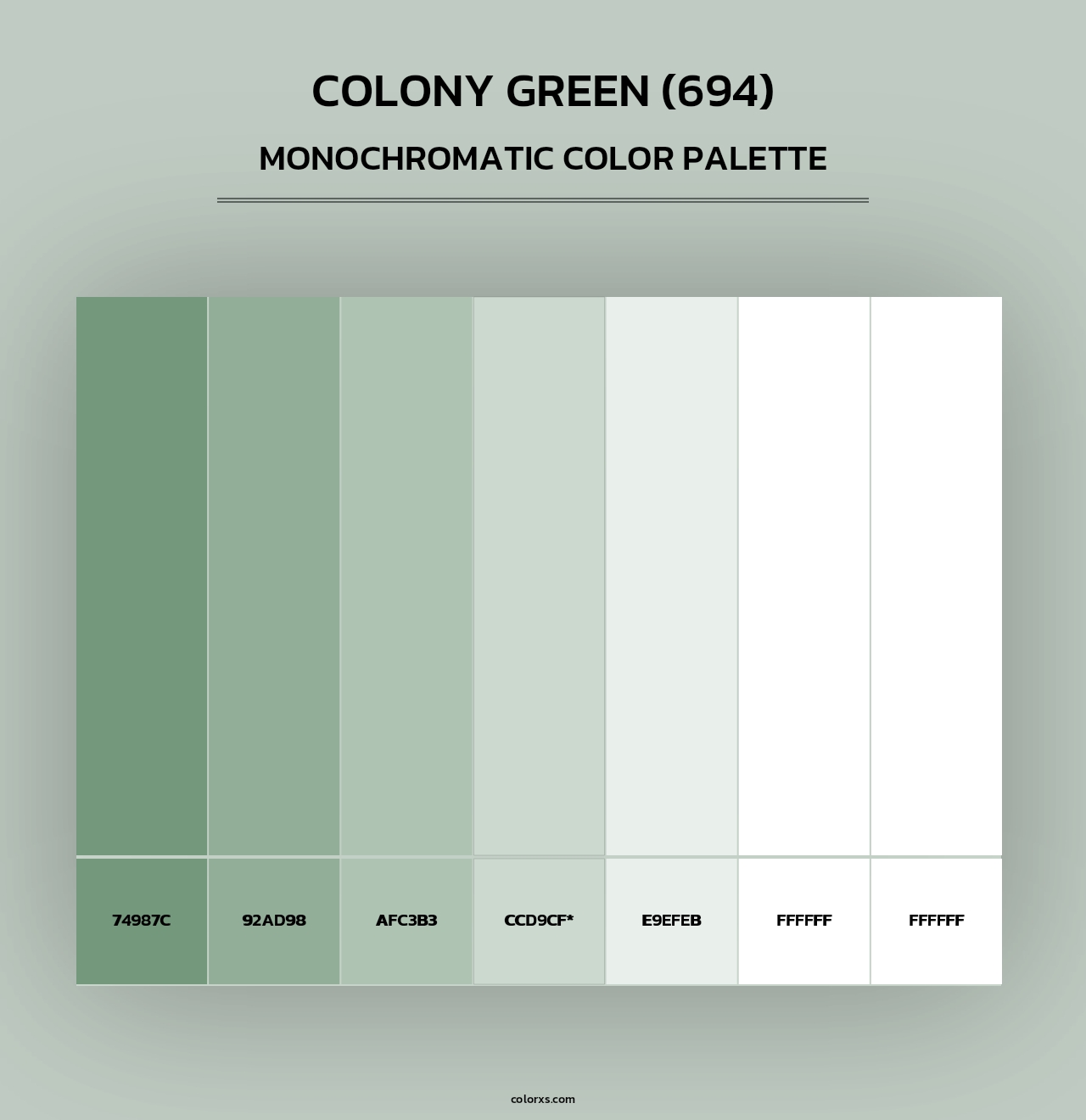 Colony Green (694) - Monochromatic Color Palette